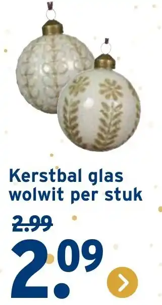GAMMA Kerstbal glas wolwit aanbieding