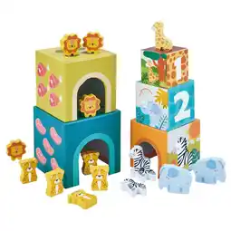 Kruidvat Playing Kids Safari Houten Stapelblokken aanbieding