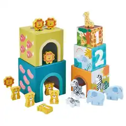Kruidvat Playing Kids Safari Houten Stapelblokken aanbieding