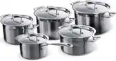 Amazon Le Creuset 96209400001000 Pannenset, 5-delig, 3-laags roestvrij staal, zilverkleurig aanbieding
