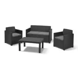 Praxis Allibert 3-delige Wicker balkon loungeset Merano grafiet 4 personen aanbieding