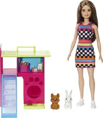 Bol.com Barbie Estate - Dierenspeelhuis met hondje en konijn - Barbiepop aanbieding