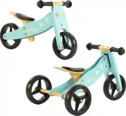 Bol.com 2Cycle 2 in 1 Loopfiets/Driewieler - Hout - Jongens en Meisjes - 1 Jaar - Speelgoed - Turquoise aanbieding