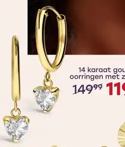 Lucardi 14 karaat gouden oorringen met zirkonia aanbieding