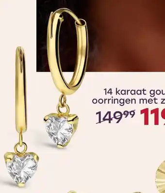 Lucardi 14 karaat gouden oorringen met zirkonia aanbieding
