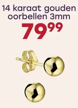 Lucardi 14 karaat gouden oorbellen 3mm aanbieding