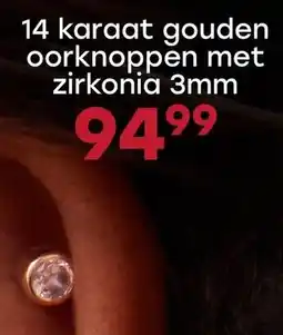 Lucardi 14 karaat gouden oorknoppen met zirkonia 3mm aanbieding