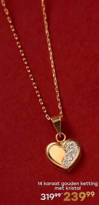 Lucardi 14 karaat gouden ketting met kristal aanbieding