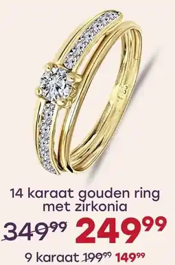 Lucardi 14 karaat gouden ring met zirkonia aanbieding