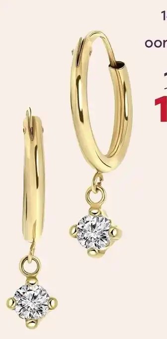 Lucardi 14 karaat gouden oorbellen met zirkonia aanbieding