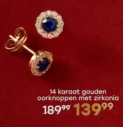 Lucardi 14 karaat gouden oorknoppen met zirkonia aanbieding