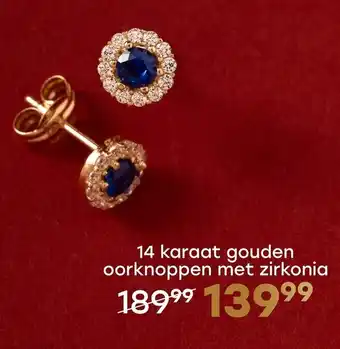 Lucardi 14 karaat gouden oorknoppen met zirkonia aanbieding