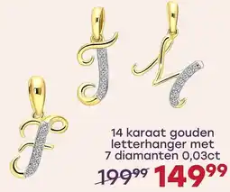 Lucardi 14 karaat gouden letterhanger met 7 diamanten 0,03ct aanbieding