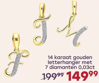 Lucardi 14 karaat gouden letterhanger met 7 diamanten 0,03ct aanbieding