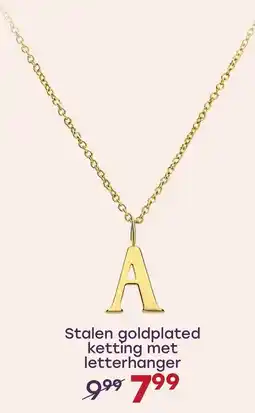 Lucardi Stalen goldplated ketting met letterhanger aanbieding