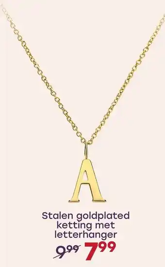 Lucardi Stalen goldplated ketting met letterhanger aanbieding