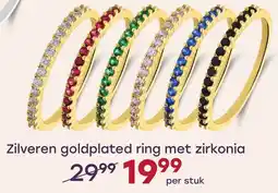 Lucardi Zilveren goldplated ring met zirkonia aanbieding
