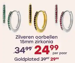 Lucardi Zilveren oorbellen 15mm zirkonia aanbieding