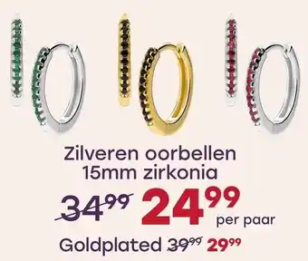 Lucardi Zilveren oorbellen 15mm zirkonia aanbieding
