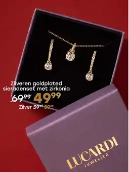 Lucardi Zilveren goldplated sieradenset met zirkonia aanbieding