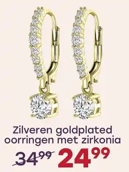 Lucardi Zilveren goldplated oorringen met zirkonia aanbieding