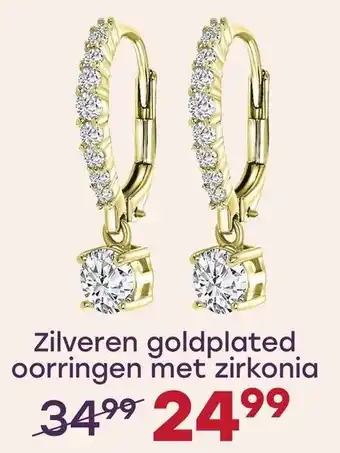 Lucardi Zilveren goldplated oorringen met zirkonia aanbieding