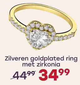 Lucardi Zilveren goldplated ring met zirkonia aanbieding