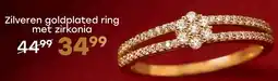 Lucardi Zilveren goldplated ring met zirkonia aanbieding