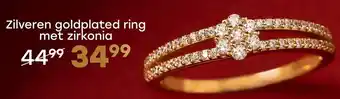 Lucardi Zilveren goldplated ring met zirkonia aanbieding