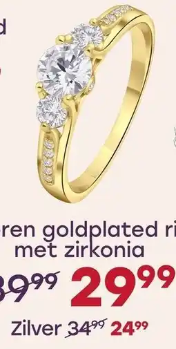 Lucardi Zilveren goldplated ring met zirkonia aanbieding