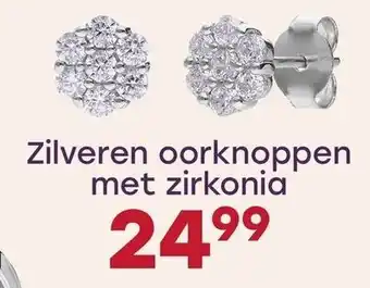 Lucardi Zilveren oorknoppen met zirkonia aanbieding