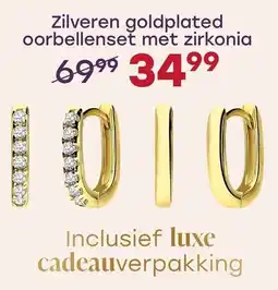 Lucardi Zilveren goldplated oorbellenset met zirkonia aanbieding