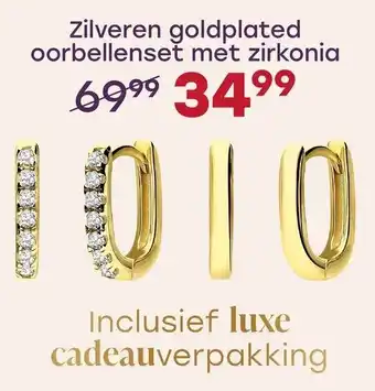 Lucardi Zilveren goldplated oorbellenset met zirkonia aanbieding