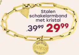 Lucardi Stalen schakelarmband met kristal aanbieding