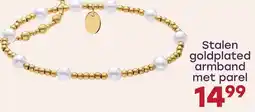 Lucardi Stalen goldplated armband met parel aanbieding