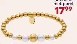 Lucardi Stalen goldplated armband met parel aanbieding