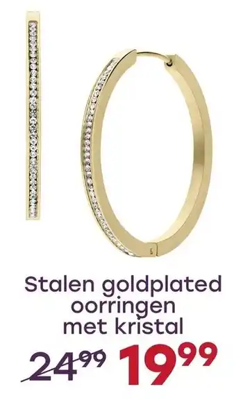 Lucardi Stalen goldplated oorringen met kristal aanbieding