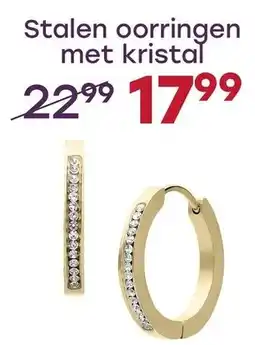 Lucardi Stalen oorringen met kristal aanbieding