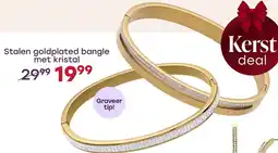 Lucardi Stalen goldplated bangle met kristal aanbieding