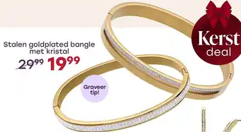 Lucardi Stalen goldplated bangle met kristal aanbieding