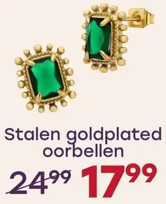 Lucardi Stalen goldplated oorbellen aanbieding