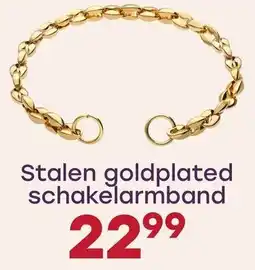 Lucardi Stalen goldplated schakelarmband aanbieding