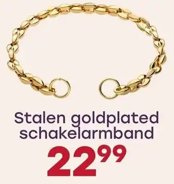 Lucardi Stalen goldplated schakelarmband aanbieding