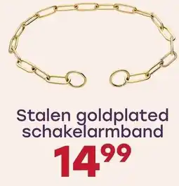Lucardi Stalen goldplated schakelarmband aanbieding