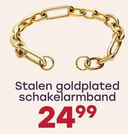 Lucardi Stalen goldplated schakelarmband aanbieding