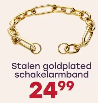 Lucardi Stalen goldplated schakelarmband aanbieding