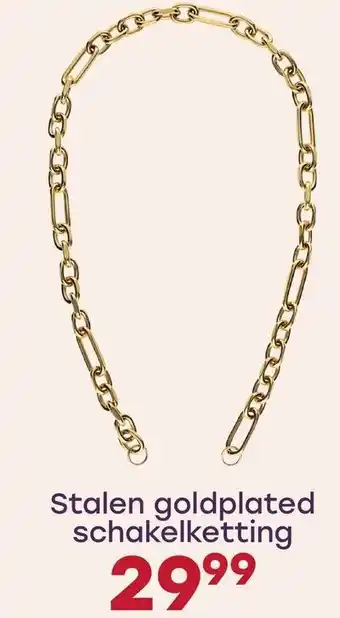 Lucardi Stalen goldplated schakelketting aanbieding