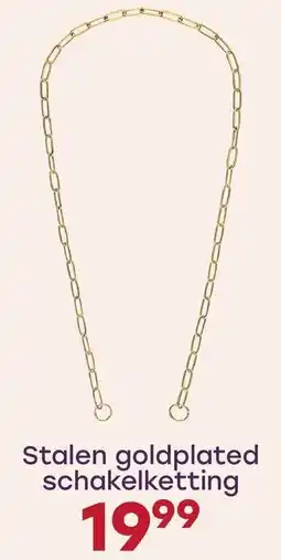 Lucardi Stalen goldplated schakelketting aanbieding