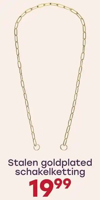 Lucardi Stalen goldplated schakelketting aanbieding