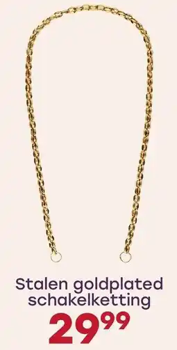 Lucardi Stalen goldplated schakelketting aanbieding